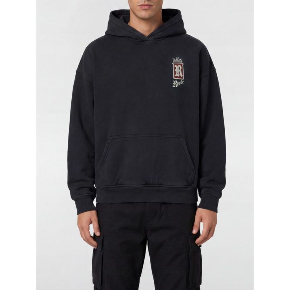 Rhude Men Rhude Cotton Hoodie With Kangaroo Pocket And Contrasting Logo